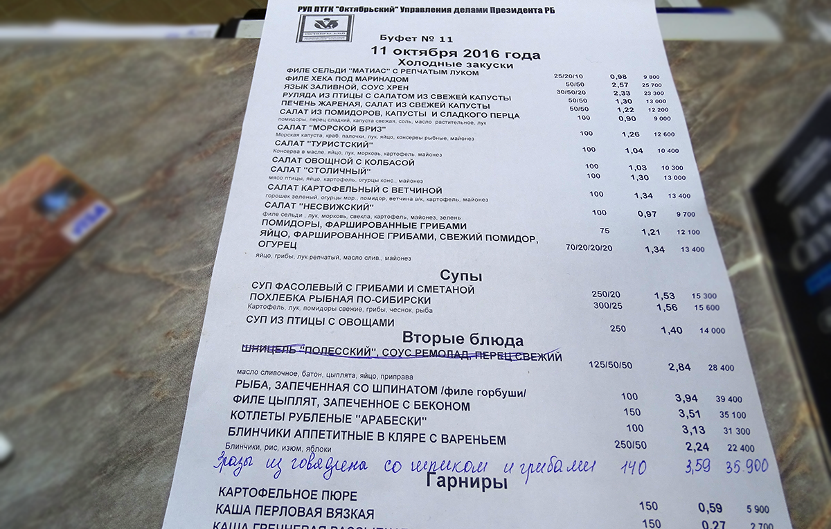 Фотофакт: Обед в депутатской столовой за 6 рублей 28 копеек