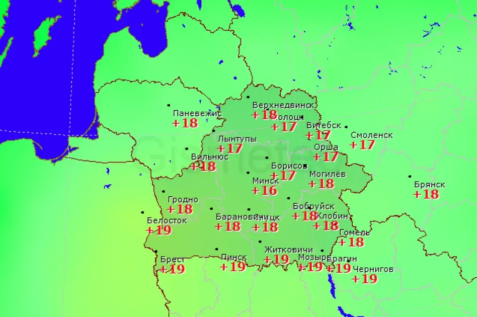 У сераду ў Беларусі чакаецца да 23 градусаў цяпла