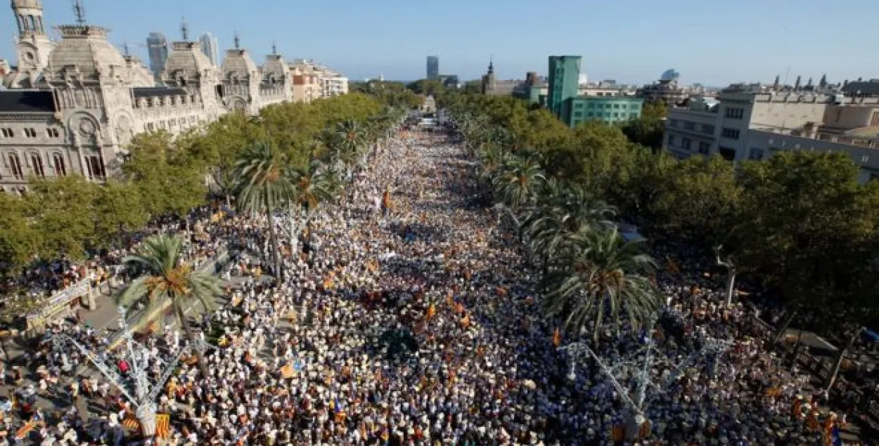 У Барселоне паўмільёна дэманстрантаў патрабавалі незалежнасці для Каталоніі