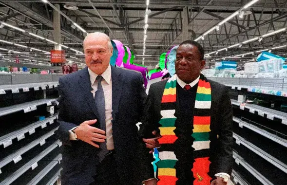 Лукашенко и президент Зимбабве Мнангагва / коллаж Влада Рубанова, Еврорадио
