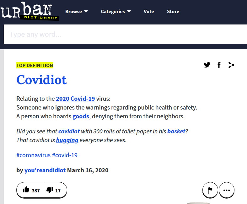 Covidiot: в английском языке появилось слово для тех, кто игнорирует карантин