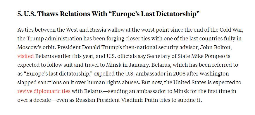 Foreign Policy: в январе Госсекретарь США Майк Помпео посетит Беларусь  