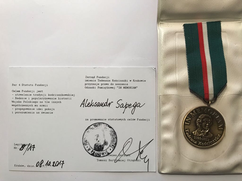 "Беларускае аб'яднанне ў Швейцарыі" адзначанае медалём Фонда Касцюшкі