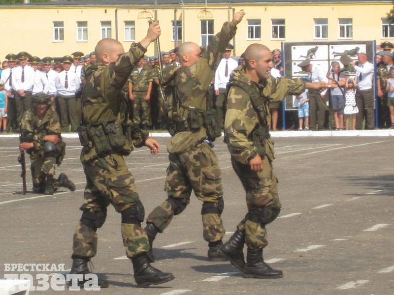 На показательных выступлениях брестские десантники разрывали ужей и лягушек