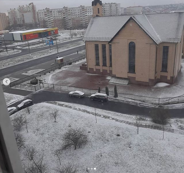 В Витебске утром 4 апреля выпал снег