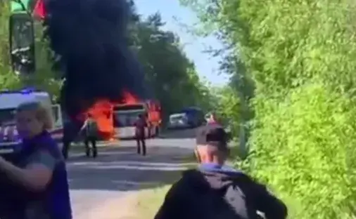 В Пинском районе загорелся очередной автобус МАЗ