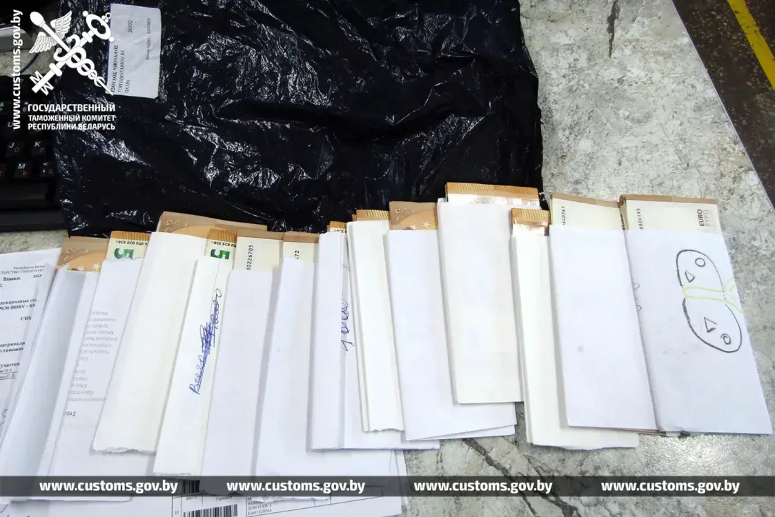 У пасылцы з Грэцыі ў Беларусь знайшлі 14 тысяч еўра