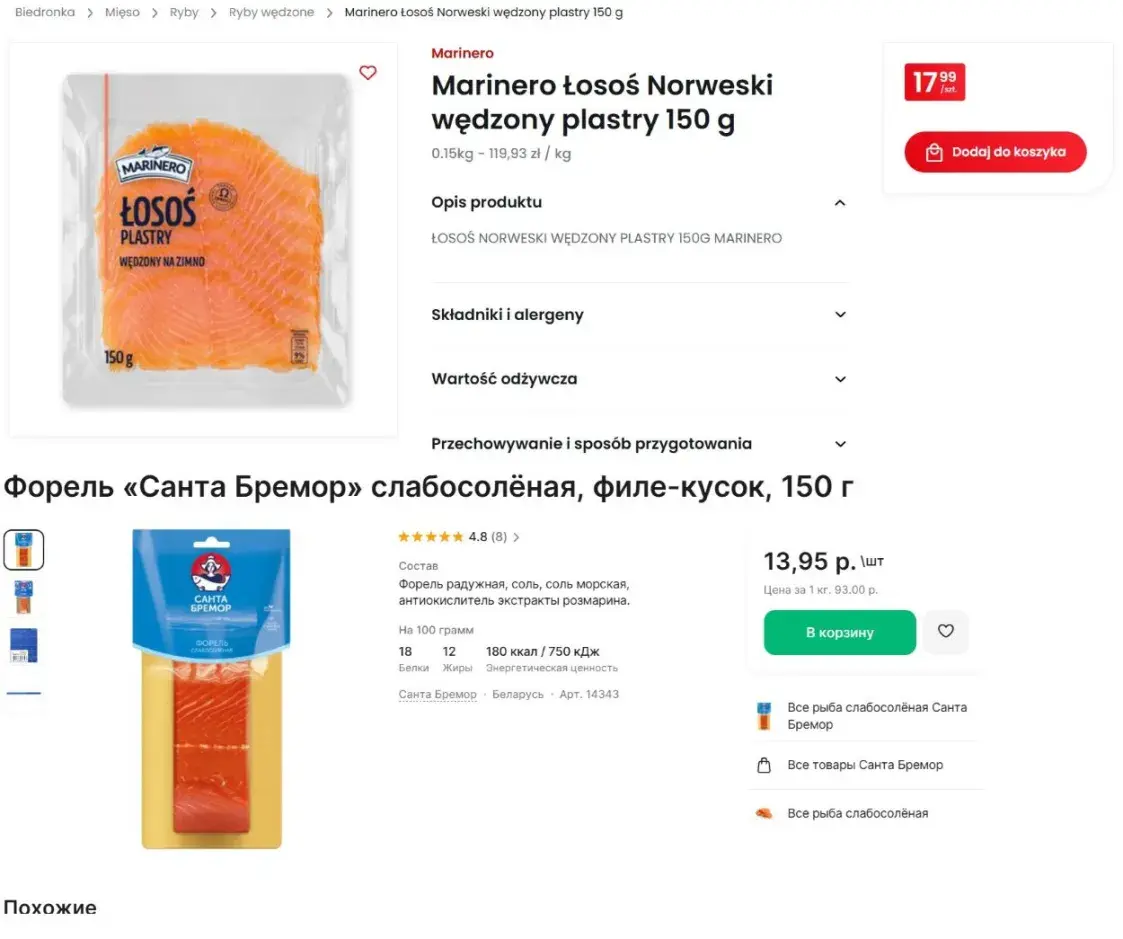 Продукты в магазинах: что дешевле в Польше, а что — в Беларуси
