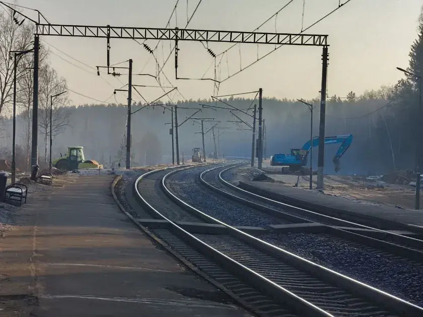 Как идёт стройка железнодорожной ветки в аэропорт. Фотофакт