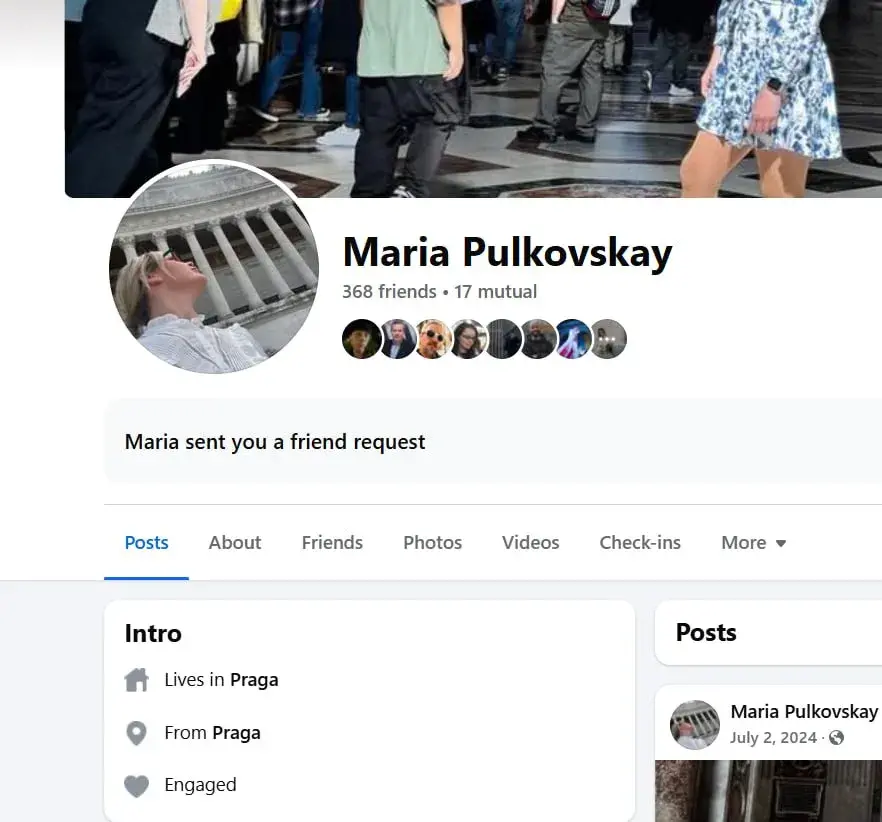 Палітуцекачам піша ў Фэйсбуку "Maria Pulkovskay" з КДБ