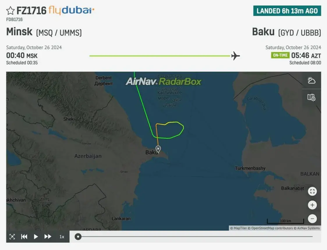 Из-за ударов Израиля по Ирану борт семьи Лукашенко 2 часа летал вокруг Баку