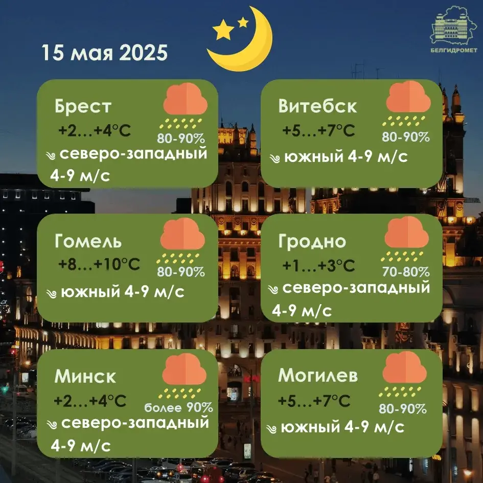 Жоўты ўзровень небяспекі абвешчаны ў Беларусі на чацвер