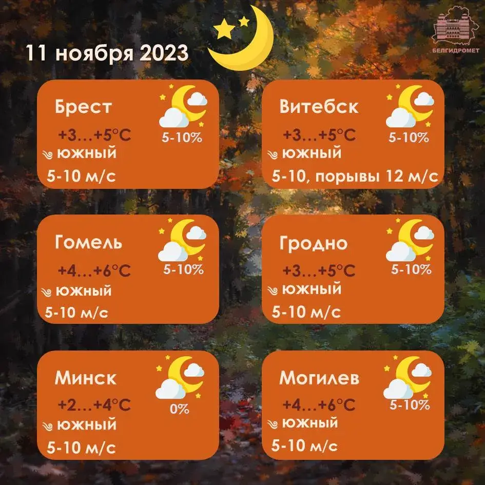 У суботу ў Беларусі прагназуюць дажджы і да +10