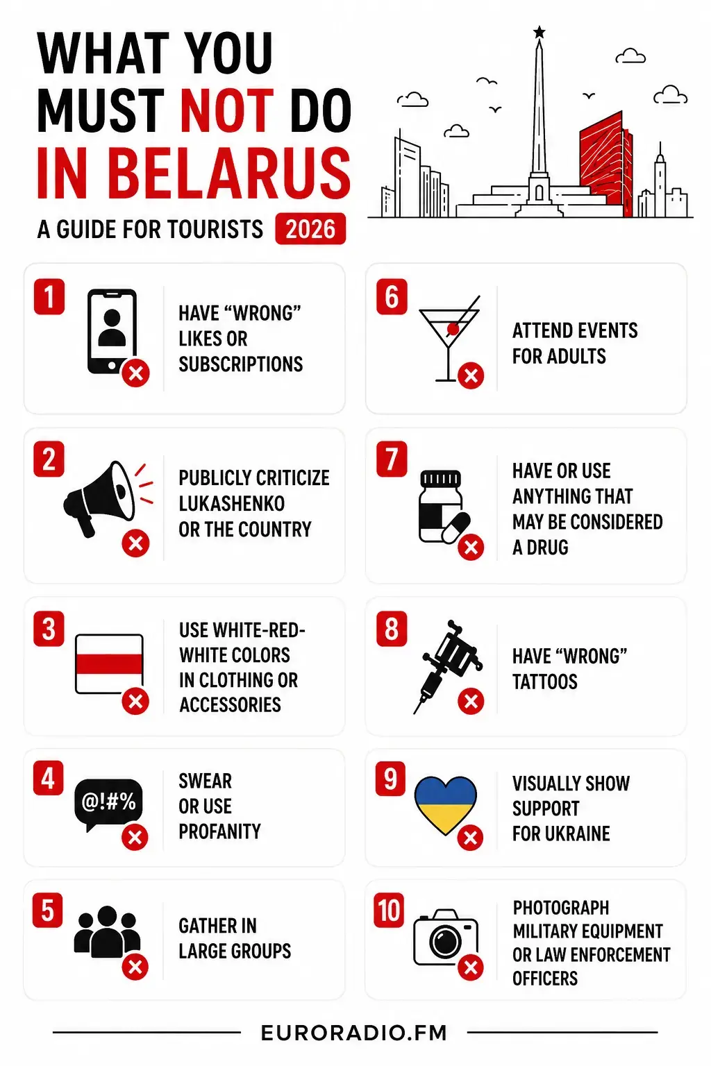 Что нельзя делать в Беларуси в 2026 году: советы для туристов