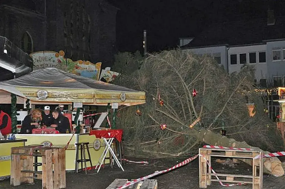 На плошчы ў Германіі на людзей павалілася калядная ялінка