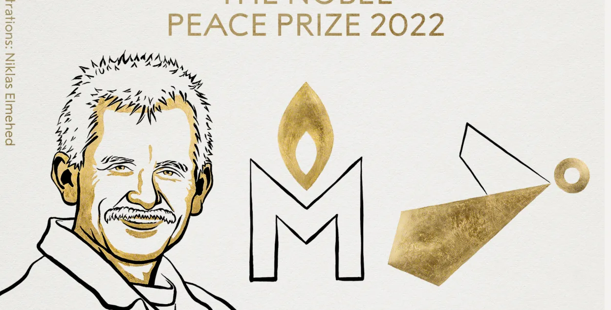Алесь Беляцкий на иллюстрации Нобелевской премии / @NobelPrize&nbsp;
