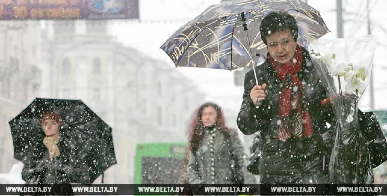 На бягучым тыдні ў Беларусі чакаюцца мокры снег і дажджы