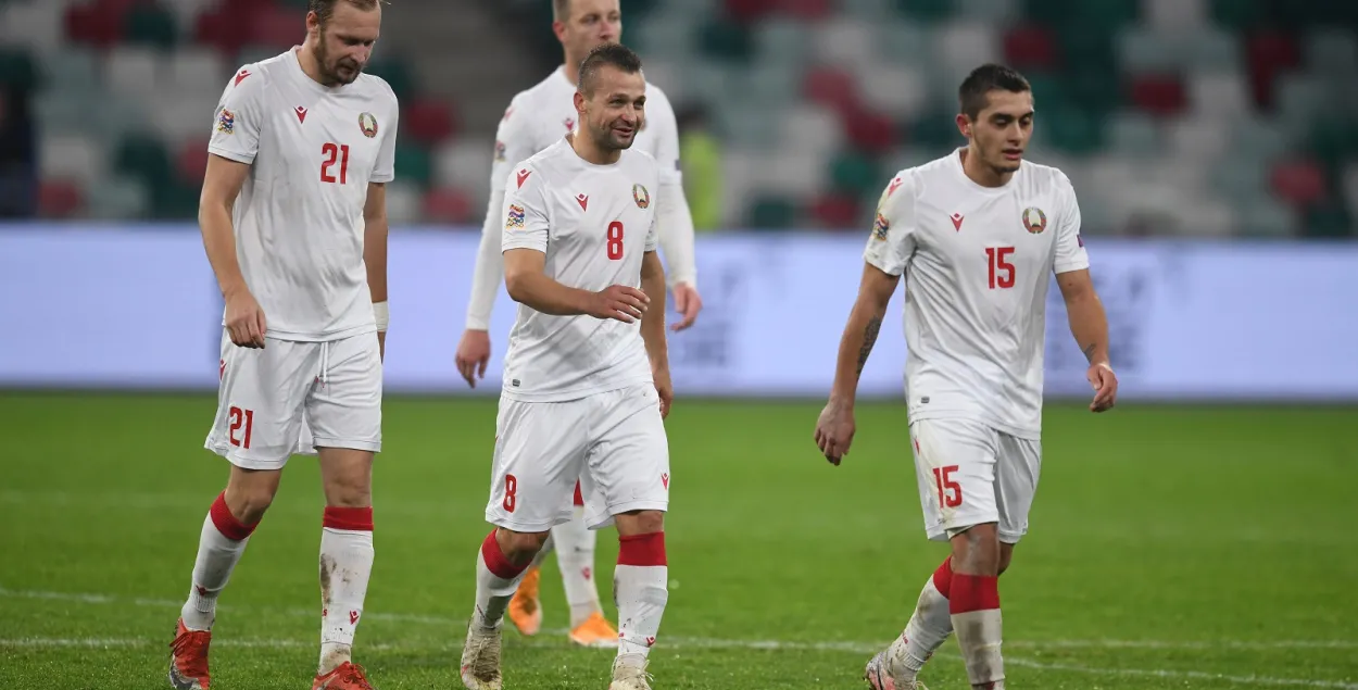 Футболисты сборной Беларуси в победном матче с Казахстаном / Reuters​