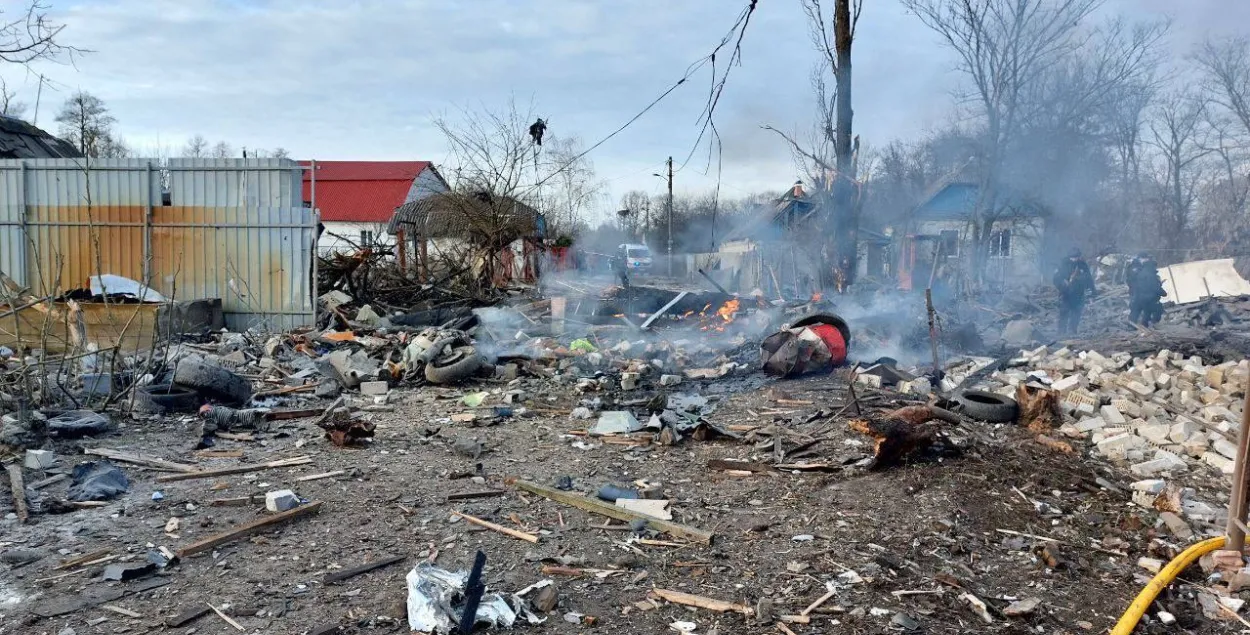 Место падения российской ракеты в одном из районов Киева / t.me/tymoshenko_kyrylo
