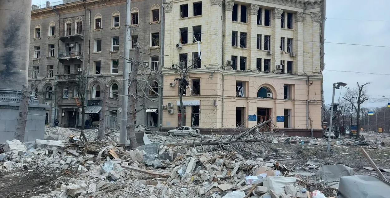Kharkiv&#39;s central&nbsp;square after a rocket explosion / National Police of Ukraine