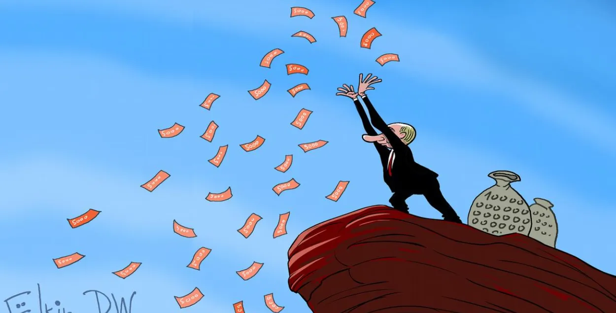 Владимир Путин проводит "эксперименты" с российской экономикой / Карикатура dw.com

