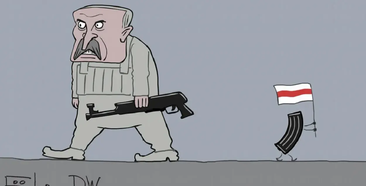 Александр Лукашенко должен считаться с нежеланием белорусов воевать против Украины / Карикатура dw.com
