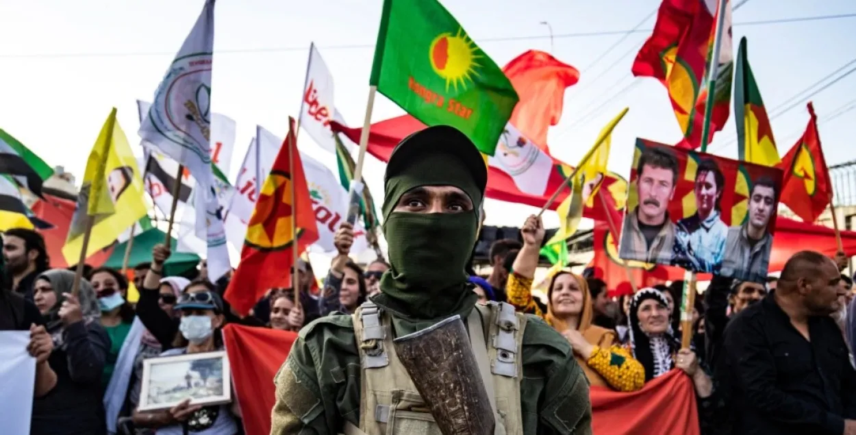 Дэманстрацыя курдаў супраць наступлення турэцкіх сіл на тэрыторыю Іракскага Курдыстана / AFP