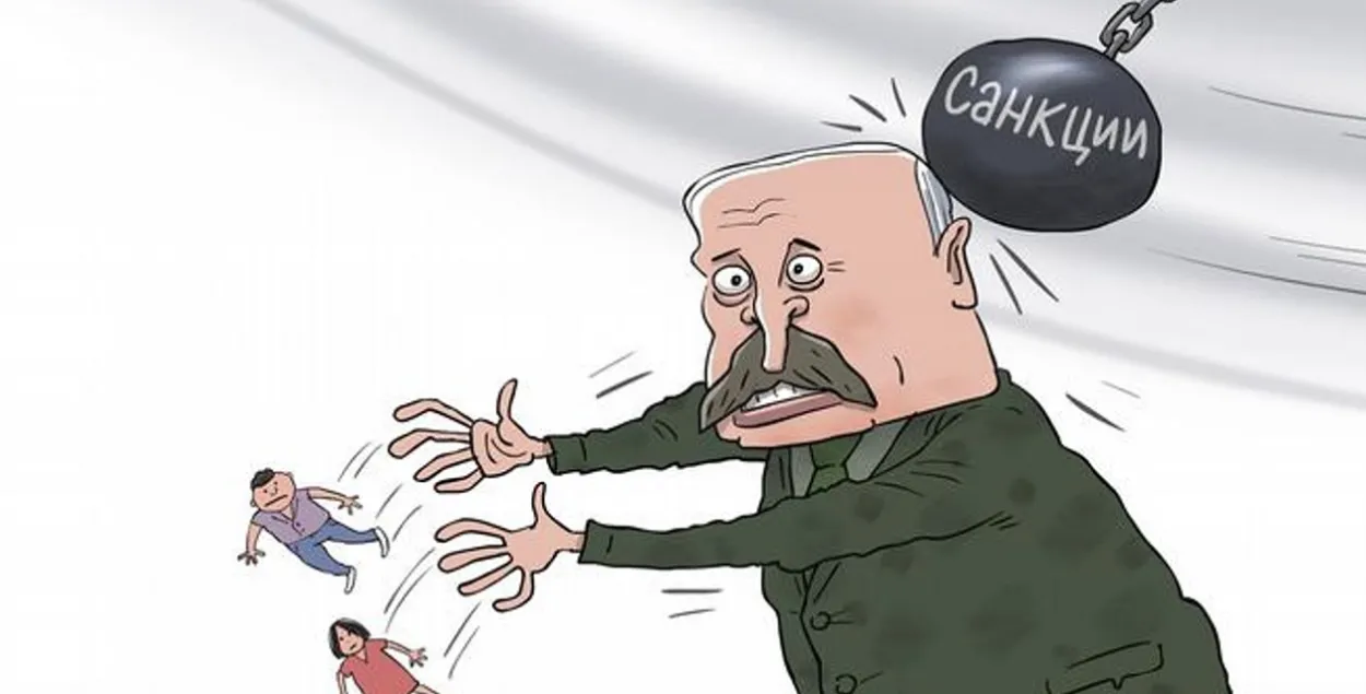 Александр Лукашенко и санкции / карикатура dw.com
