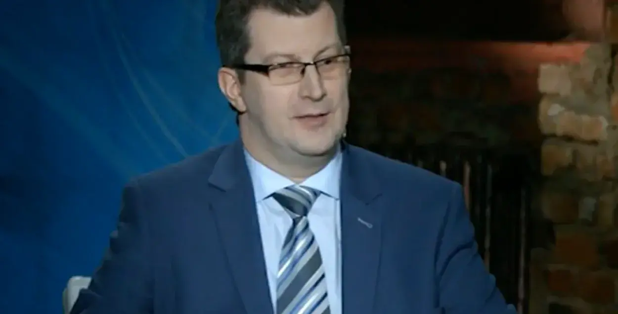 In the photo: Siarhei Antusevich on a Belsat TV video screenshot
