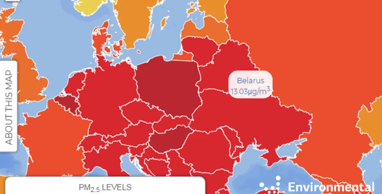 Чатыры беларускія гарады трапілі на мапу самых забруджаных гарадоў свету