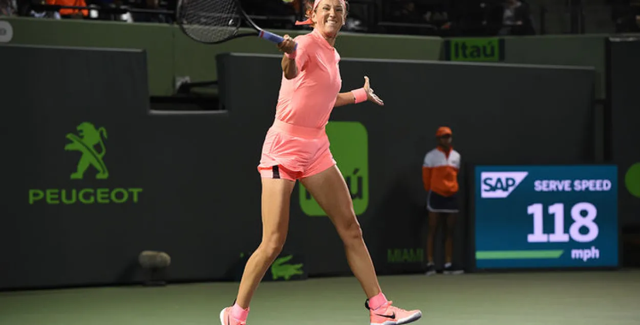 Вікторыя Азаранка выйшла ў 1/8 фіналу тэніснага турніру ў Маямі (відэа)