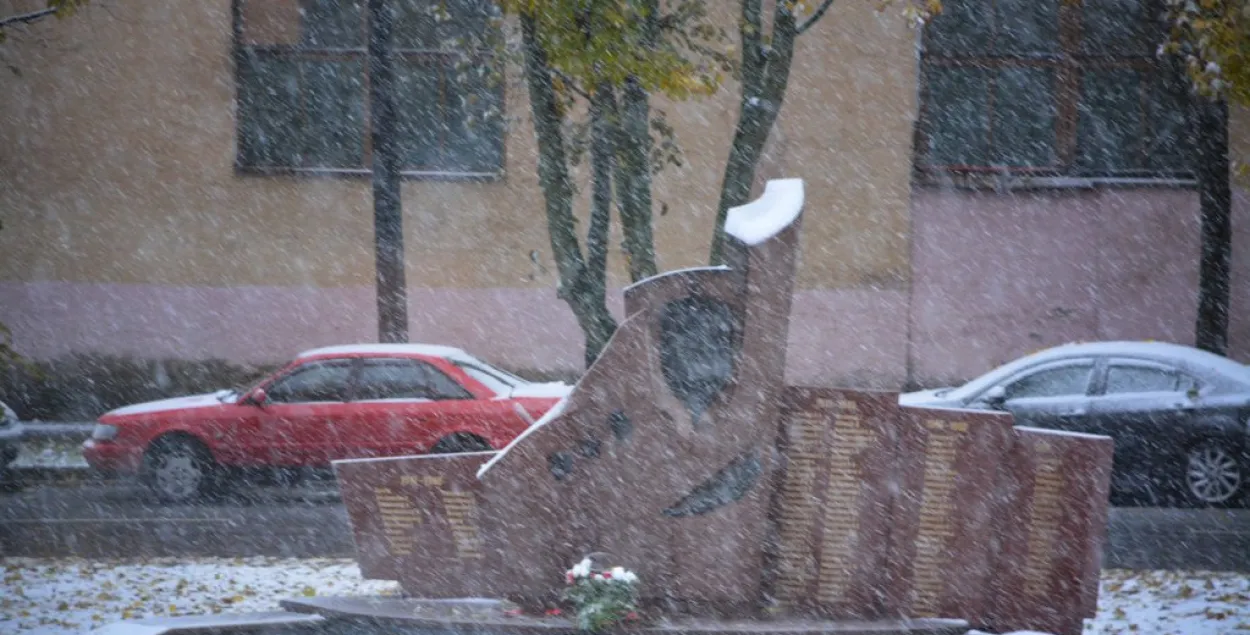 Фотафакт: У Магілёве выпаў снег