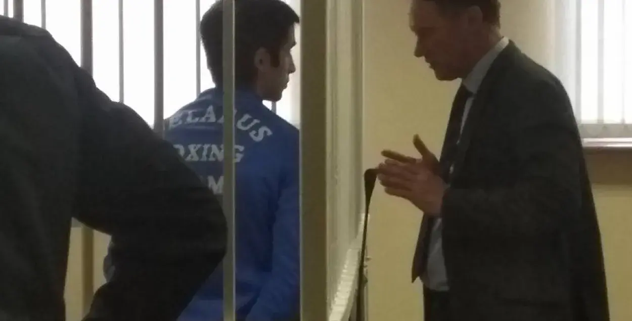 In the photo: Ilarion is talking to his lawyer after a hearing.