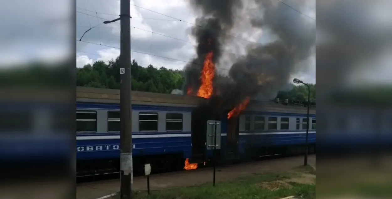 На станции Бояры горела электричка Молодечно — Минск