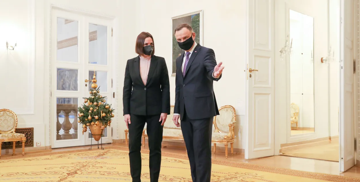 Светлана Тихановская и Анджей Дуда в президентском дворце / twitter.com/BPM_KPRP​