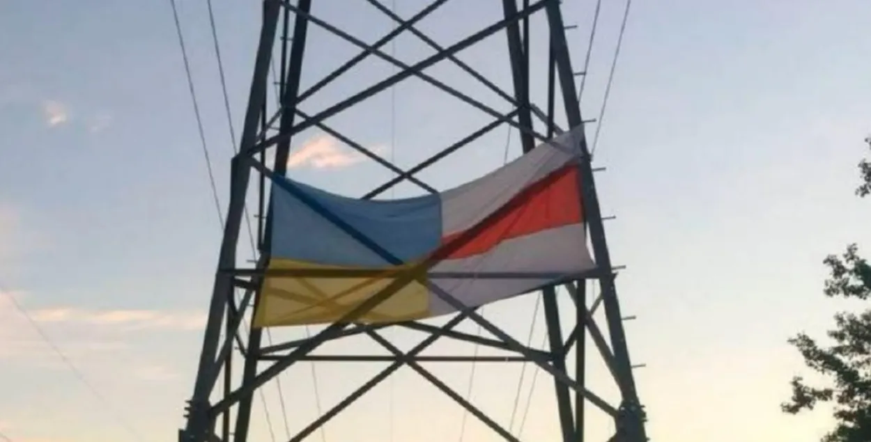 За флаг, сшитый из украинского и национального белорусского флагов, в октябре в Минске задержали 6 человек / скриншот с видео МВД
