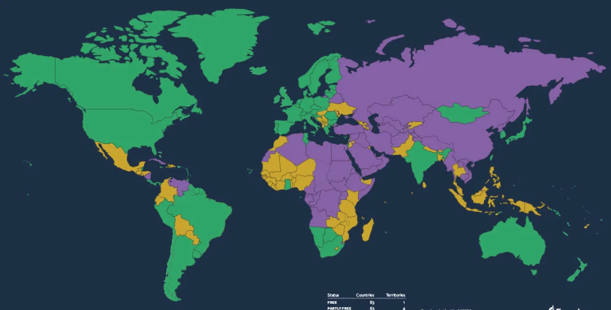 Карта свободы в мире / Freedom House