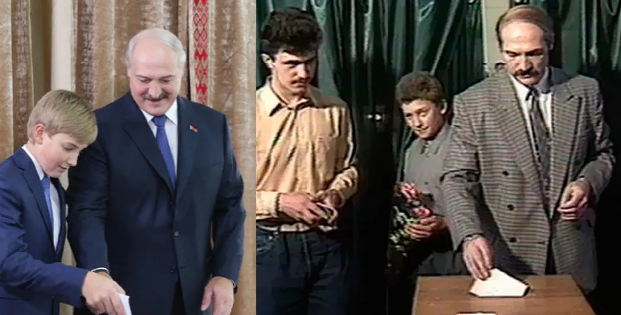 Як Лукашэнка галасаваў на выбарах з 1994 да 2015 года (фота)