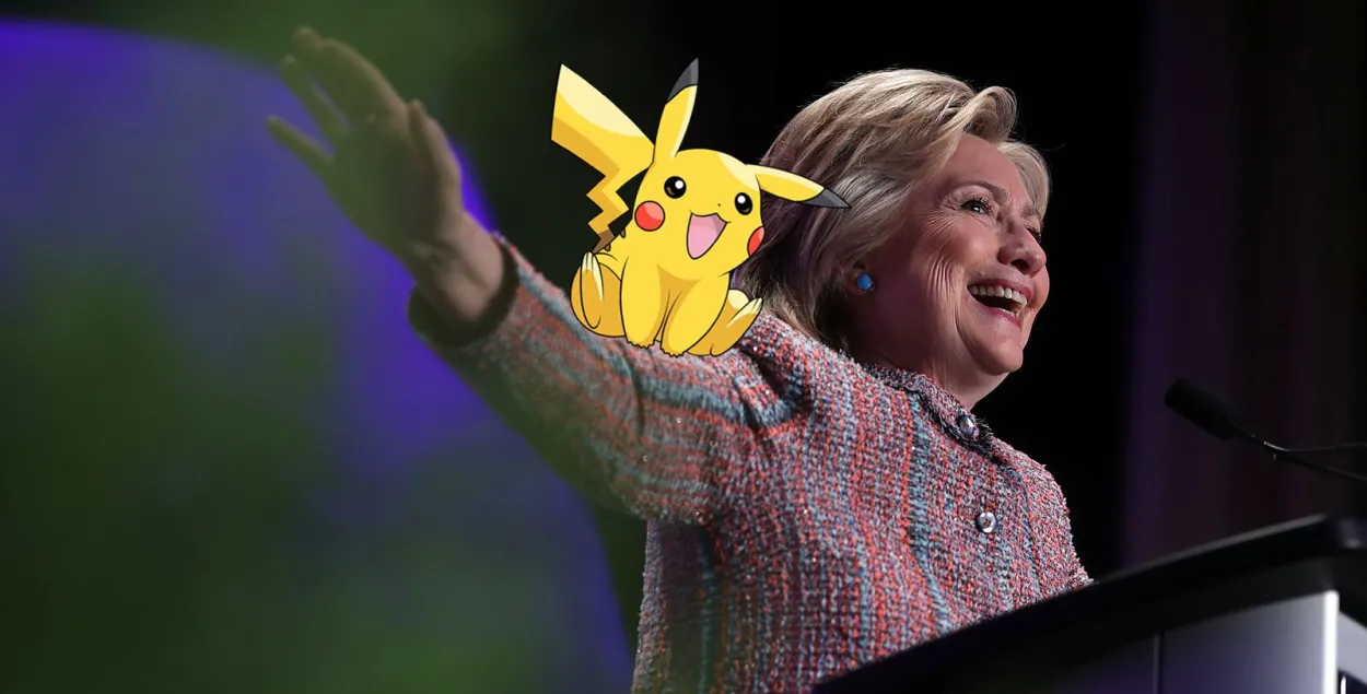 Хиллари Клинтон и Пикачу. Фото: The Verge