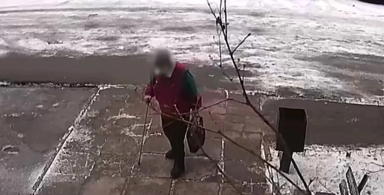 Пенсионерка за несколько секунд до нападения / Скриншот с видео МВД​