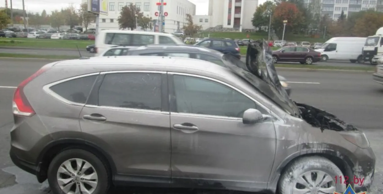 У Мінску “Хонда” загарэлася падчас руху (фота)
