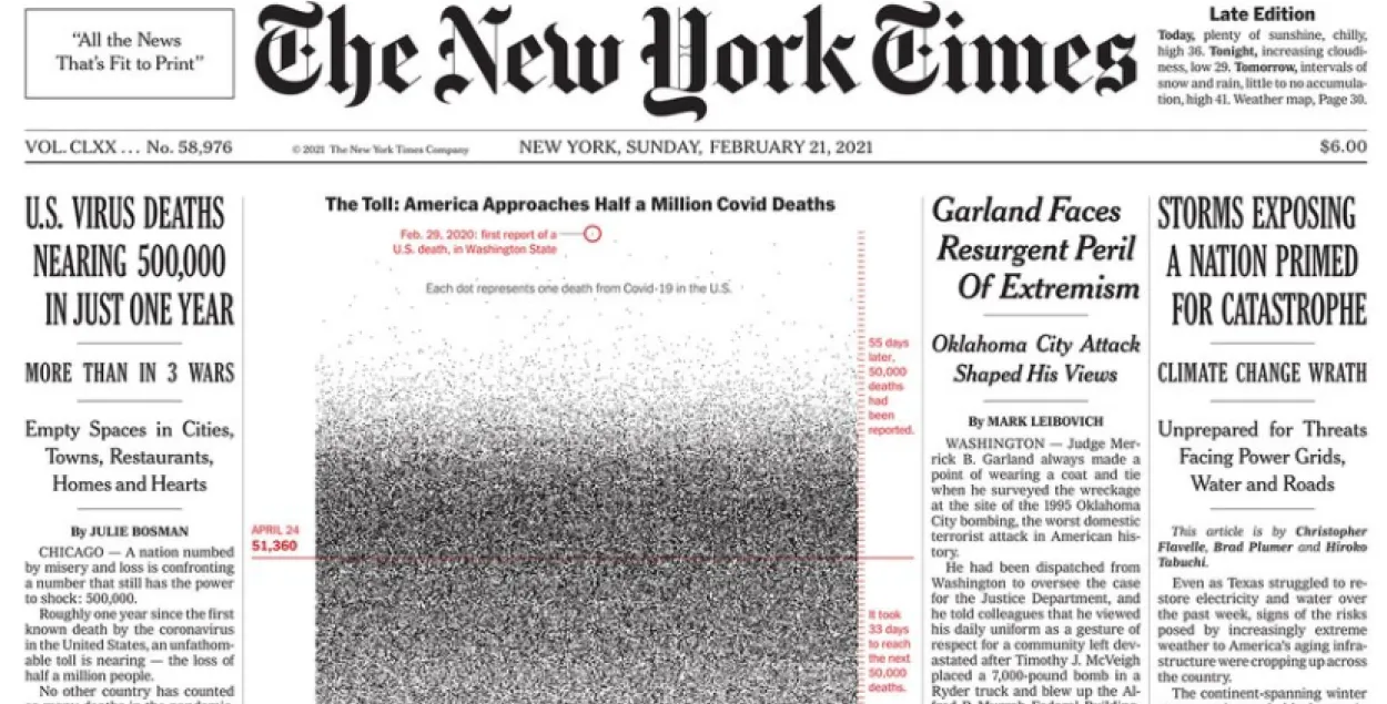 Первая страница The New York Times / twitter.com/nytimes​