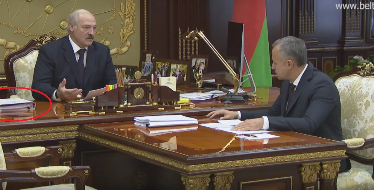 Документы на столе у Лукашенко. Скриншот&nbsp;видео: president.gov.by
