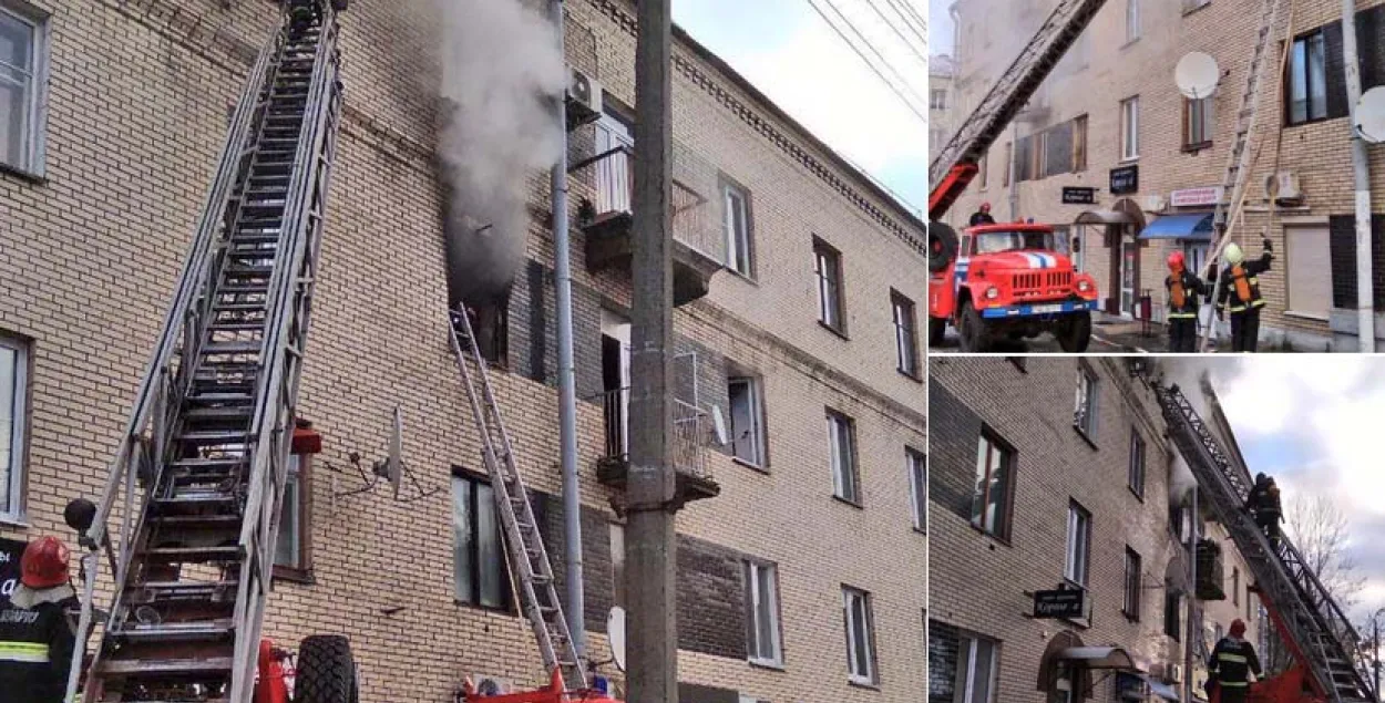 У цэнтры Мінска ў жылым доме адбыўся пажар (фота)