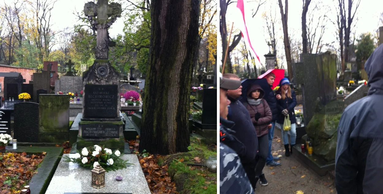 Belarusians are marking Dzyady at a cementry in Warsaw.