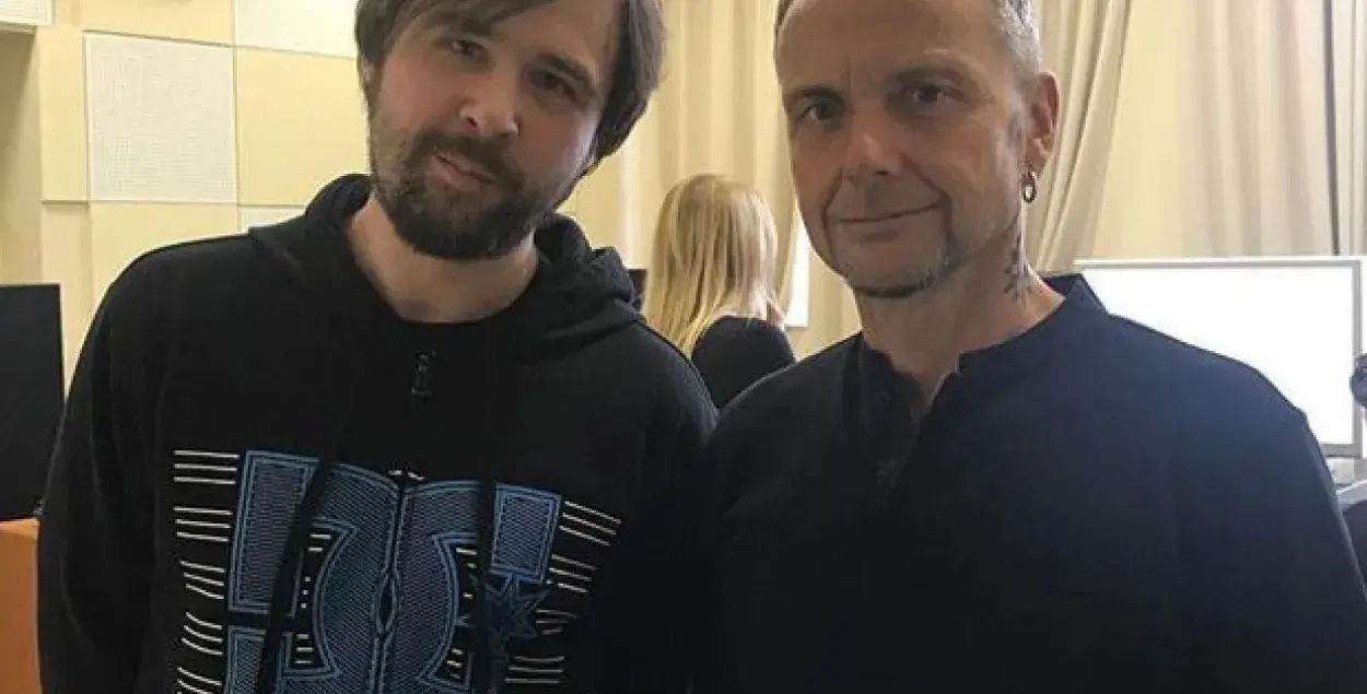 Paul Landers (right) during his September 2018 visit to Minsk. Photo: vk.com/rammstein_vk