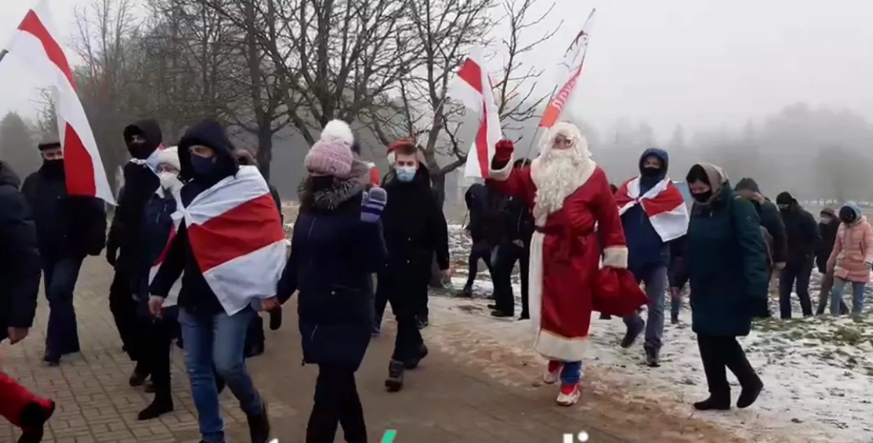 Дед Мороз с протестующими