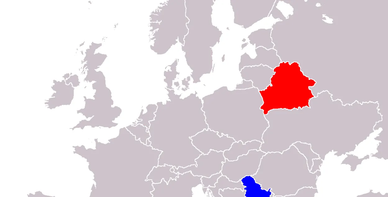 Беларусь і Сербія на карце / wikipedia.org​