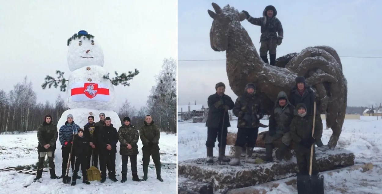 Белорусский снеговик из снега vs Русский петух из навоза