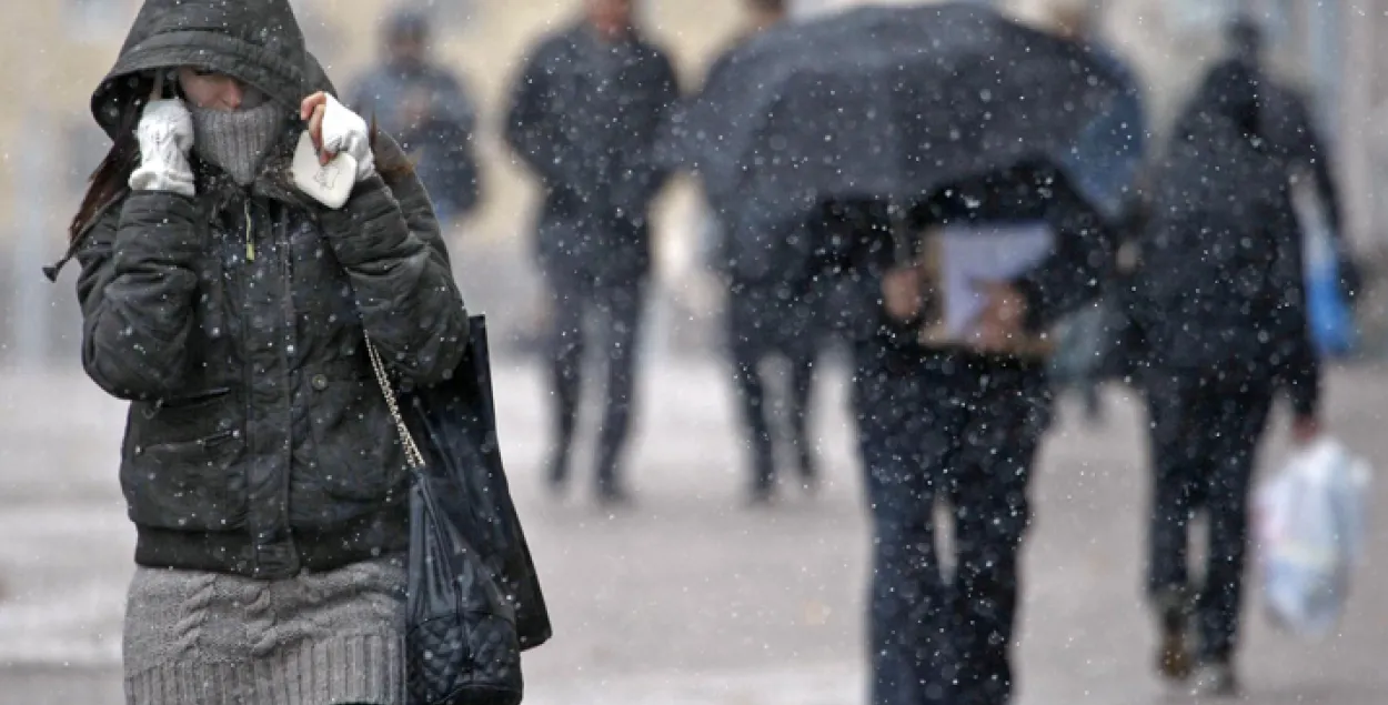 У сераду ў Беларусі чакаюцца дождж, мокры снег і моцны вецер